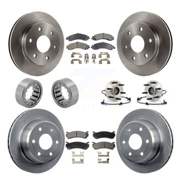 Front Rear Hub Bearing Brake Rotor & Pad Shoe Kit (10Pc) For Chevrolet Avalanche 1500 RWD KBB-110576