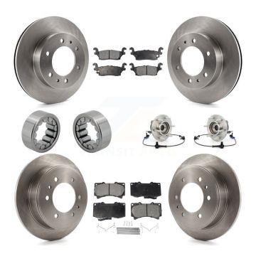 Front Rear Hub Bearing Disc Brake Rotors And Pads Shoe Kit (10Pc) For 2006-2008 Hummer H3 KBB-110579