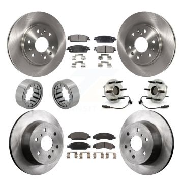 Front Rear Hub Bearing Brake Rotor & Pad Shoe Kit (10Pc) For Chevrolet GMC Sierra 1500 XL KBB-110588