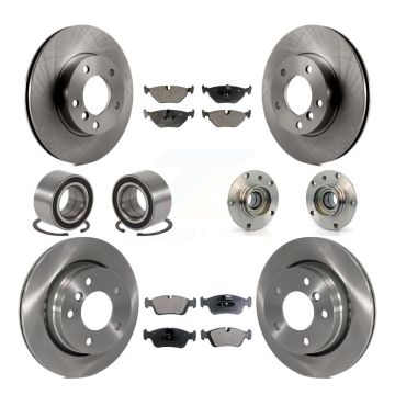 Front Rear Hub Bearing Disc Brake Rotors And Pads Shoe Kit (10Pc) For BMW 323i 328i 323Ci KBB-110597