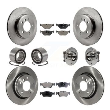 Front Rear Wheel Hub Bearing Disc Brake Rotor And Pads Shoe Kit (10Pc) For 2006 BMW 325Ci KBB-110599