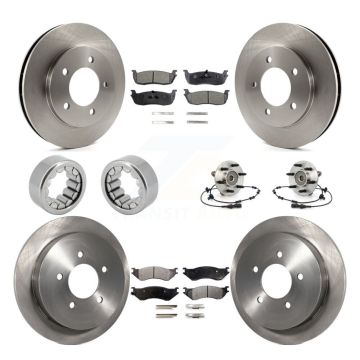 Front Rear Hub Bearing Disc Brake Rotor & Pad Shoe Kit (10Pc) For Ford Expedition Lincoln KBB-110678