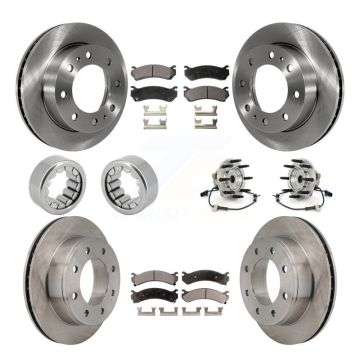Front Rear Hub Bearing Brake Rotor & Pads Shoe Kit (10Pc) For Hummer H2 With 8 Lug Wheels KBB-110687