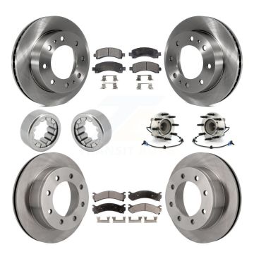 Front Rear Hub Bearing Brake Rotor And Pad Shoe Kit (10Pc) For Chevrolet Express 2500 GMC KBB-110692