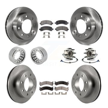 Front Rear Hub Bearing Brake Rotor And Pad Shoe Kit (10Pc) For Chevrolet Express 2500 GMC KBB-110694