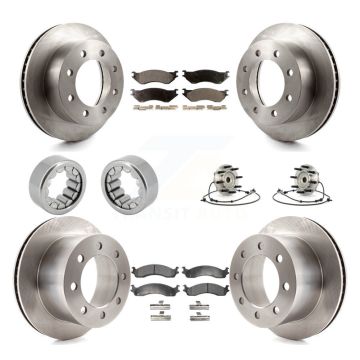 Front Rear Wheel Hub Bearing Disc Brake Rotor And Pads Shoe Kit (10Pc) For Dodge Ram 2500 KBB-110696