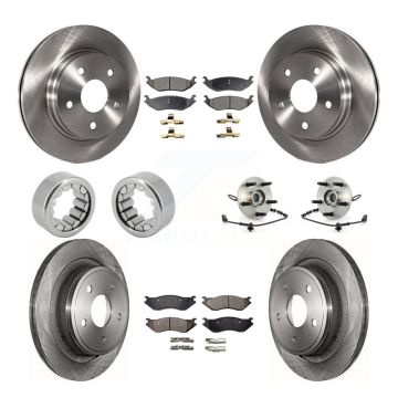 Front Rear Wheel Hub Bearing Disc Brake Rotor And Pads Shoe Kit (10Pc) For Dodge Ram 1500 KBB-110700