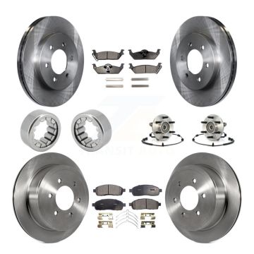 Front Rear Hub Bearing Brake Rotor Pads Shoe Kit (10Pc) For 2006-2008 Lincoln Mark LT 4WD KBB-110701