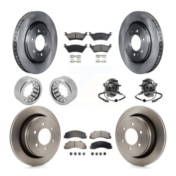 Front Rear Hub Bearing Brake Rotor & Pad Shoe Kit (10Pc) For Ford F-150 With 6 Lug Wheels KBB-110732