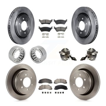 Front Rear Hub Bearing Disc Brake Rotors And Ceramic Pads Shoes Kit (10Pc) For Ford F-150 KBB-110740
