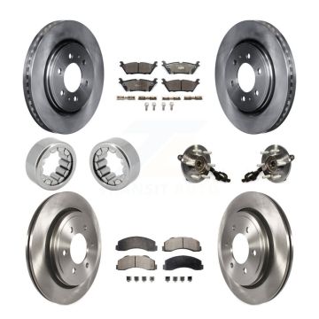 Front Rear Hub Bearing Disc Brake Rotors And Ceramic Pads Shoes Kit (10Pc) For Ford F-150 KBB-110741