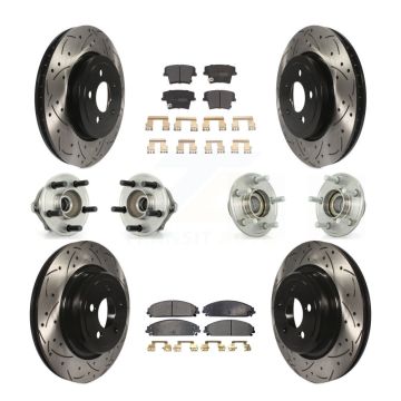 Front Rear Hub Bearings Coated Disc Brake Rotors And Pads Kit (10Pc) For Dodge Charger KBB-110748