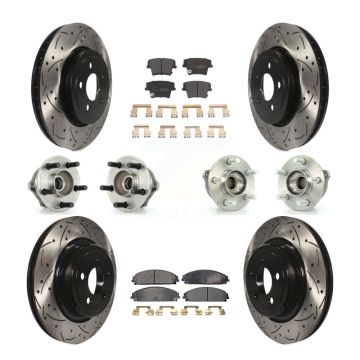 Front Rear Hub Bearing Coated Brake Rotor Pads Kit (10Pc) For Dodge Charger AWD with 5.7L KBB-110752