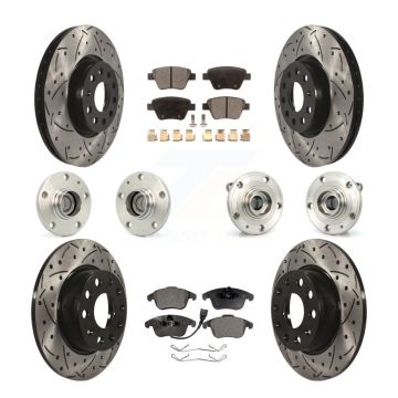 Front Rear Hub Bearing Coated Brake Rotor Pads Kit (10Pc) For 2012-2014 Volkswagen Passat KBB-110758