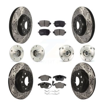 Front Rear Hub Bearing Coated Disc Brake Rotors And Pads Kit (10Pc) For Volkswagen Passat KBB-110759