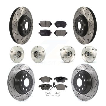 Front Rear Hub Bearing Coated Disc Brake Rotors And Pads Kit (10Pc) For 2016-2018 Audi Q3 KBB-110760