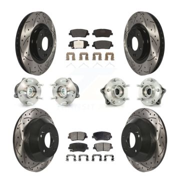Front Rear Hub Bearing Coated Brake Rotor & Pads Kit (10Pc) For 2014-2015 Kia Sorento FWD KBB-110768