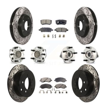 Front Rear Hub Bearing Coat Brake Rotor Pad Kit (10Pc) For Dodge Caliber SXT with Non-ABS KBB-110770