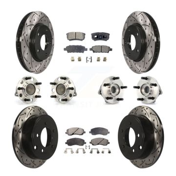 Front Rear Hub Bearings Coated Disc Brake Rotors And Pads Kit (10Pc) For Dodge Caliber KBB-110773