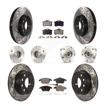 Front Rear Hub Bearing Coated Disc Brake Rotors And Pads Kit (10Pc) For Volkswagen Beetle KBB-110781