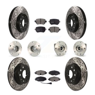 Front Rear Hub Bearing Coated Brake Rotor & Pad Kit (10Pc) For Volkswagen Golf SportWagen KBB-110787