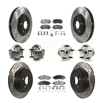 Front Rear Hub Bearing Coated Brake Rotor & Pads Kit (10Pc) For Honda Pilot Acura MDX ZDX KBB-110788