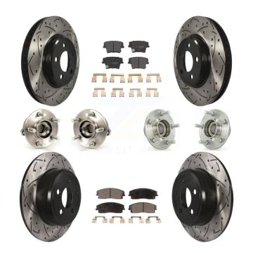 Front Rear Hub Bearing Coated Brake Rotor & Pad Kit (10Pc) For Dodge Chrysler 300 Charger KBB-110791
