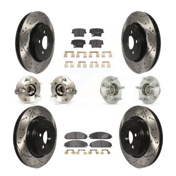 Front Rear Hub Bearings Coated Disc Brake Rotors And Pads Kit (10Pc) For Dodge Charger KBB-110793