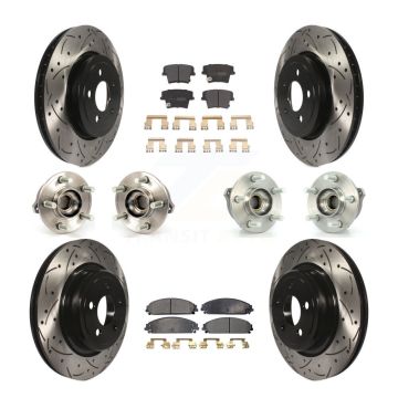 Front Rear Hub Bearing Coated Brake Rotor Pads Kit (10Pc) For Dodge Charger AWD with 5.7L KBB-110796