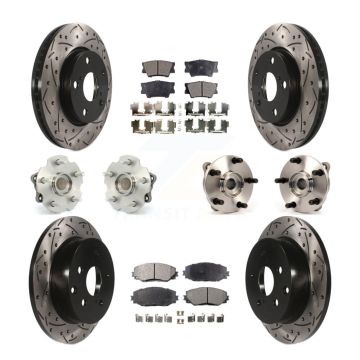 Front Rear Hub Bearing Coated Brake Rotor And Pad Kit (10Pc) For Toyota RAV4 Lexus HS250h KBB-110801