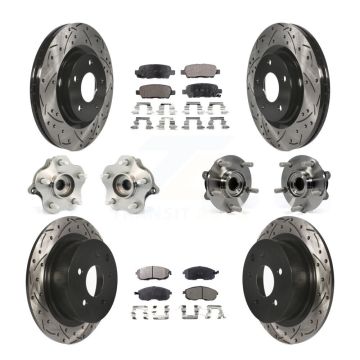 Front Rear Hub Bearings Coated Disc Brake Rotors And Pads Kit (10Pc) For Nissan Juke KBB-110806