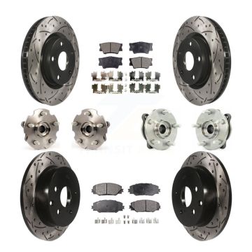 Front Rear Hub Bearings Coated Disc Brake Rotors And Pads Kit (10Pc) For Toyota RAV4 KBB-110809