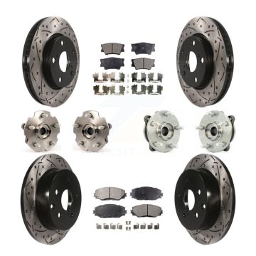Front Rear Hub Bearing Coat Brake Rotor Pads Kit (10Pc) For 13-18 Toyota RAV4 LE with AWD KBB-110810