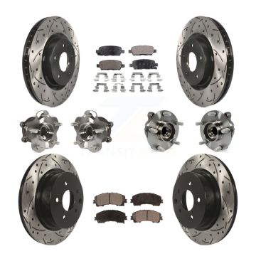 Front Rear Hub Bearing Coated Brake Rotor Pads Kit (10Pc) For 2016-2017 INFINITI QX50 RWD KBB-110814