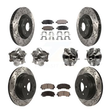 Front Rear Hub Bearing Coated Brake Rotor Pads Kit (10Pc) For 2016-2017 INFINITI QX50 AWD KBB-110818