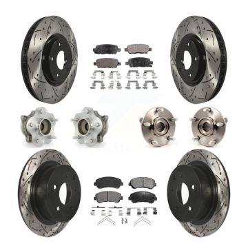 Front Rear Hub Bearings Coated Disc Brake Rotors And Pads Kit (10Pc) For Nissan Sentra KBB-110820