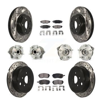 Front Rear Hub Bearings Coated Disc Brake Rotors And Pads Kit (10Pc) For Subaru Impreza KBB-110825