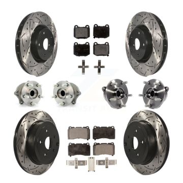 Front Rear Hub Bearing Coated Disc Brake Rotor Pads Kit (10Pc) For Subaru Impreza WRX STI KBB-110828