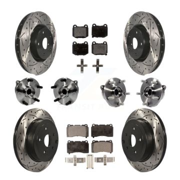 Front Rear Hub Bearing Coated Disc Brake Rotor Pads Kit (10Pc) For Subaru Impreza WRX STI KBB-110829