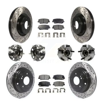 Front Rear Hub Bearing Coated Disc Brake Rotor & Pad Kit (10Pc) For Hyundai Genesis Coupe KBB-110834