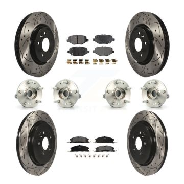 Front Rear Hub Bearing Coated Brake Rotor And Pad Kit (10Pc) For 2013 Ford Explorer Sport KBB-110843