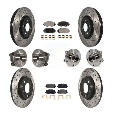 Front Rear Hub Bearing Coated Brake Rotor & Pad Kit (10Pc) For 2015-2017 Chrysler 200 AWD KBB-110854