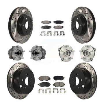 Front Rear Hub Bearings Coated Disc Brake Rotors And Pads Kit (10Pc) For Subaru Impreza KBB-110855