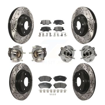 Front Rear Hub Bearings Assembly Coated Disc Brake Rotors And Pads Kit (10Pc) For Mazda 6 KBB-110858