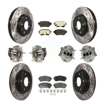 Front Rear Hub Bearing Coated Disc Brake Rotors And Pads Kit (10Pc) For 2016-2018 Mazda 6 KBB-110859