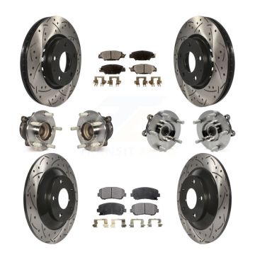 Front Rear Hub Bearing Assembly Coated Disc Brake Rotor And Pad Kit (10Pc) For Mazda CX-5 KBB-110860