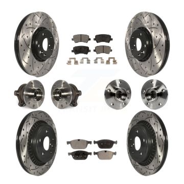 Front Rear Hub Bearing Coated Brake Rotor And Pad Kit (10Pc) For 2010-2015 Volvo XC60 AWD KBB-110861