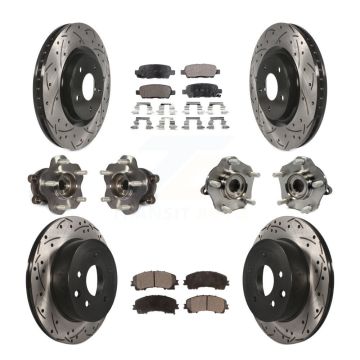 Front Rear Hub Bearings Coated Disc Brake Rotors And Pads Kit (10Pc) For Nissan Rogue KBB-110868