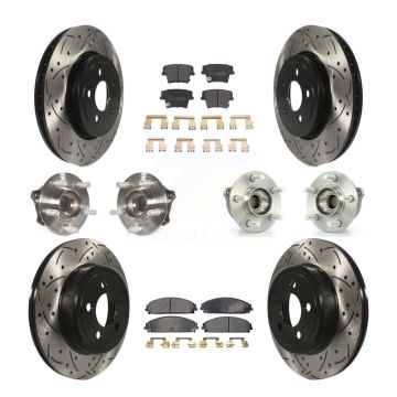Front Rear Hub Bearing Coated Brake Rotor & Pad Kit (10Pc) For Dodge Charger Chrysler 300 KBB-110876