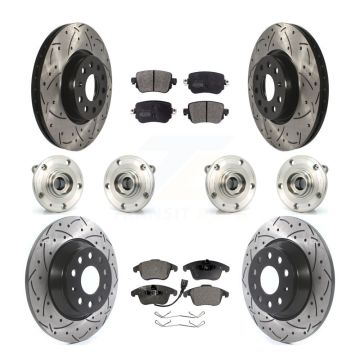 Front Rear Hub Bearings Coated Disc Brake Rotors And Pads Kit (10Pc) For Audi Q3 Quattro KBB-110891